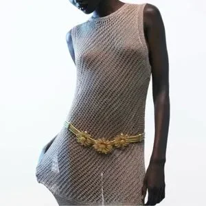 Zara | Accessories | New Zara Metallic Gold Daisy Belt  display picture 3